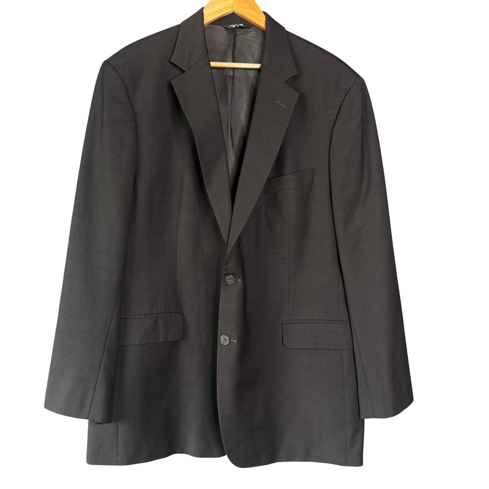 Brooks 346 Blazer Men 46L Black Wool Two Button Business Office Work Sports Coat